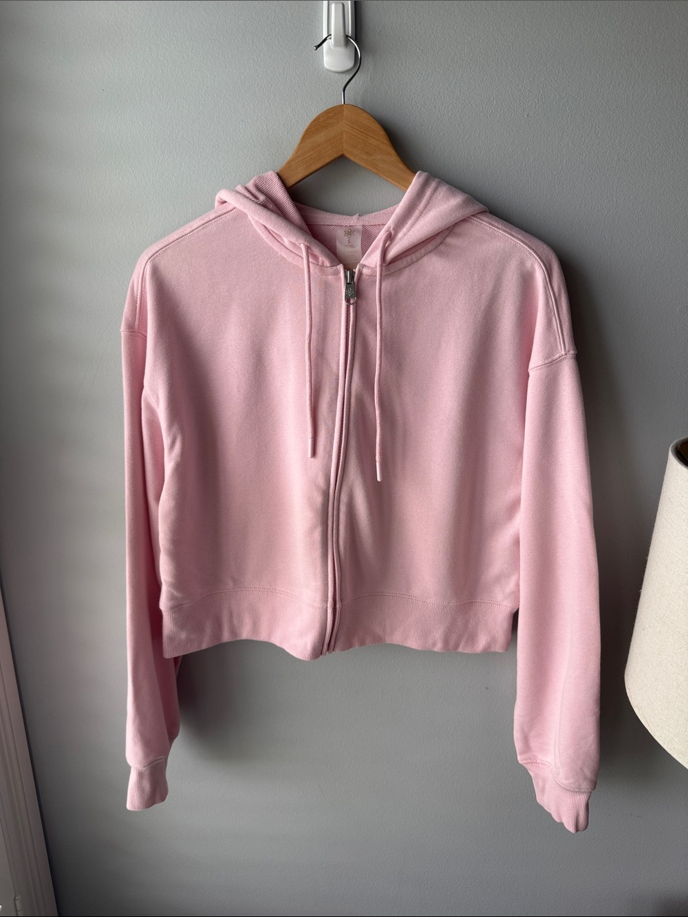 Harmony Balance Pink Zip Cropped Hoodie